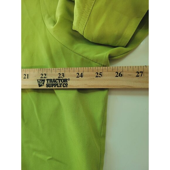 Joanna Plus 2X Button-Up Bright Green Blouse 3/4 Sleeve Collared Neck Lightweigh - Picture 5 of 8